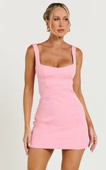 Aretha Mini Dress - Panel Dress in Pink