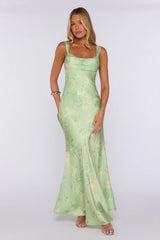Beautifully Yours Satin Maxi Dress Lime