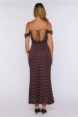 Show Up Stunning Mesh Off Shoulder Midi Dress Brown
