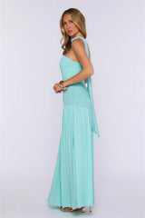 Pretty Feeling Strapless Mesh Maxi Dress Aqua