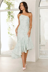 Miss Me Yet One Shoulder Midi Dress Sage