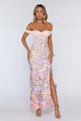 Floating In Style Off Shoulder Maxi Dress Floral