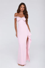 Ethereal Lace Off Shoulder Maxi Dress Blush