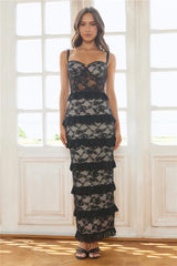 Luxe Mystique Lace Maxi Dress Black