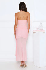 Elevated Intention Mesh Halter Maxi Dress Pink