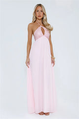Starlit Ballroom Halter Sequin Maxi Dress Pink