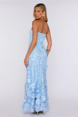 Simply Her Embroidered Strapless Maxi Dress Blue