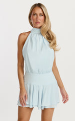Thea Mini Dress - Backless Halter Dress in Off White