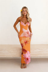 Sunset Sangria Mesh Maxi Dress Orange