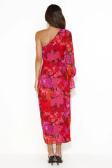 RUNAWAY Kana Midi Dress Romelly Pink
