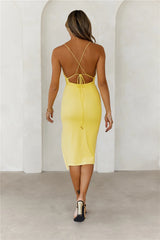 HELLO MOLLY Her Glow Up Midi Dress Yellow