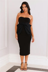 Finest Cocktail Event Strapless Midi Dress Black