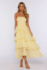 Dress The Part Strapless Maxi Dress Lemon
