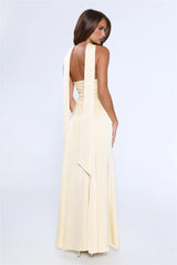 Satin Tempt Strapless Maxi Dress Lemon