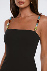 Opal Wave Beaded Mini Dress Black