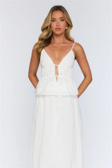 Rose Darling Embroidered Crop Top White