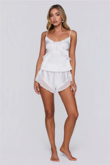 Honeymoon Hues Pyjama Satin Shorts White