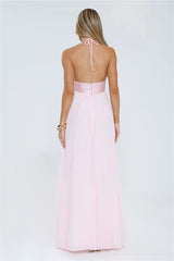 Starlit Ballroom Halter Sequin Maxi Dress Pink