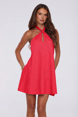 Kiss Energy Halter Mini Dress Red