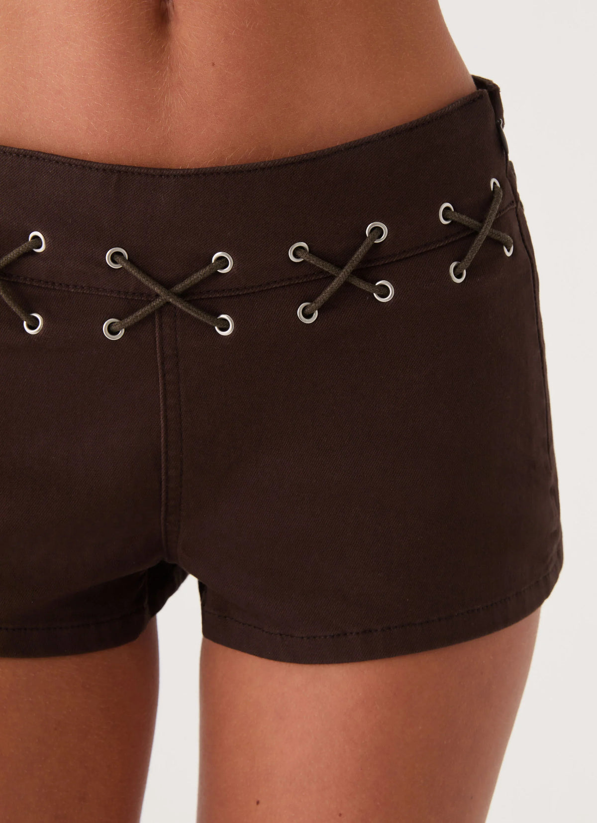 Rowenah Denim Mini Shorts - Chocolate