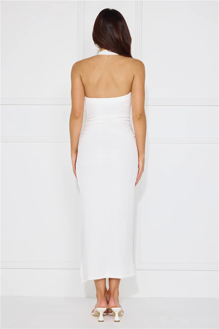 Songs Of The Sea Halter Midi Dress Blue