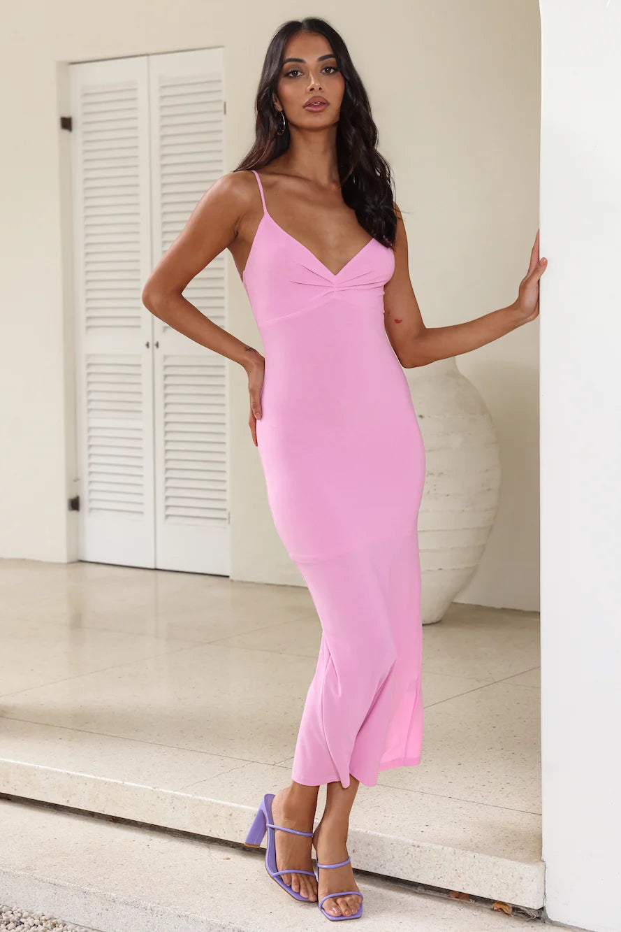 Loved The Ocean Midi Dress Pink
