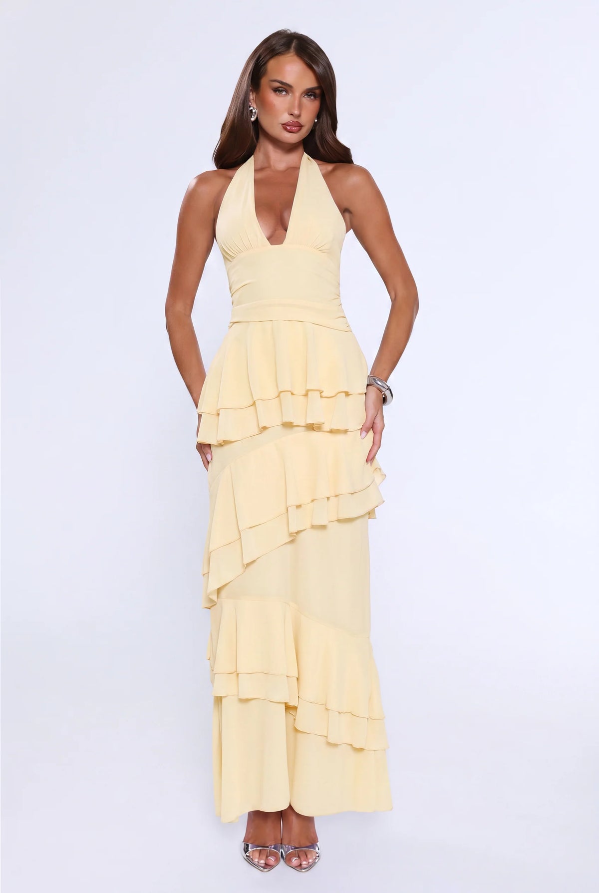 Power Glow Halter Maxi Dress Lilac