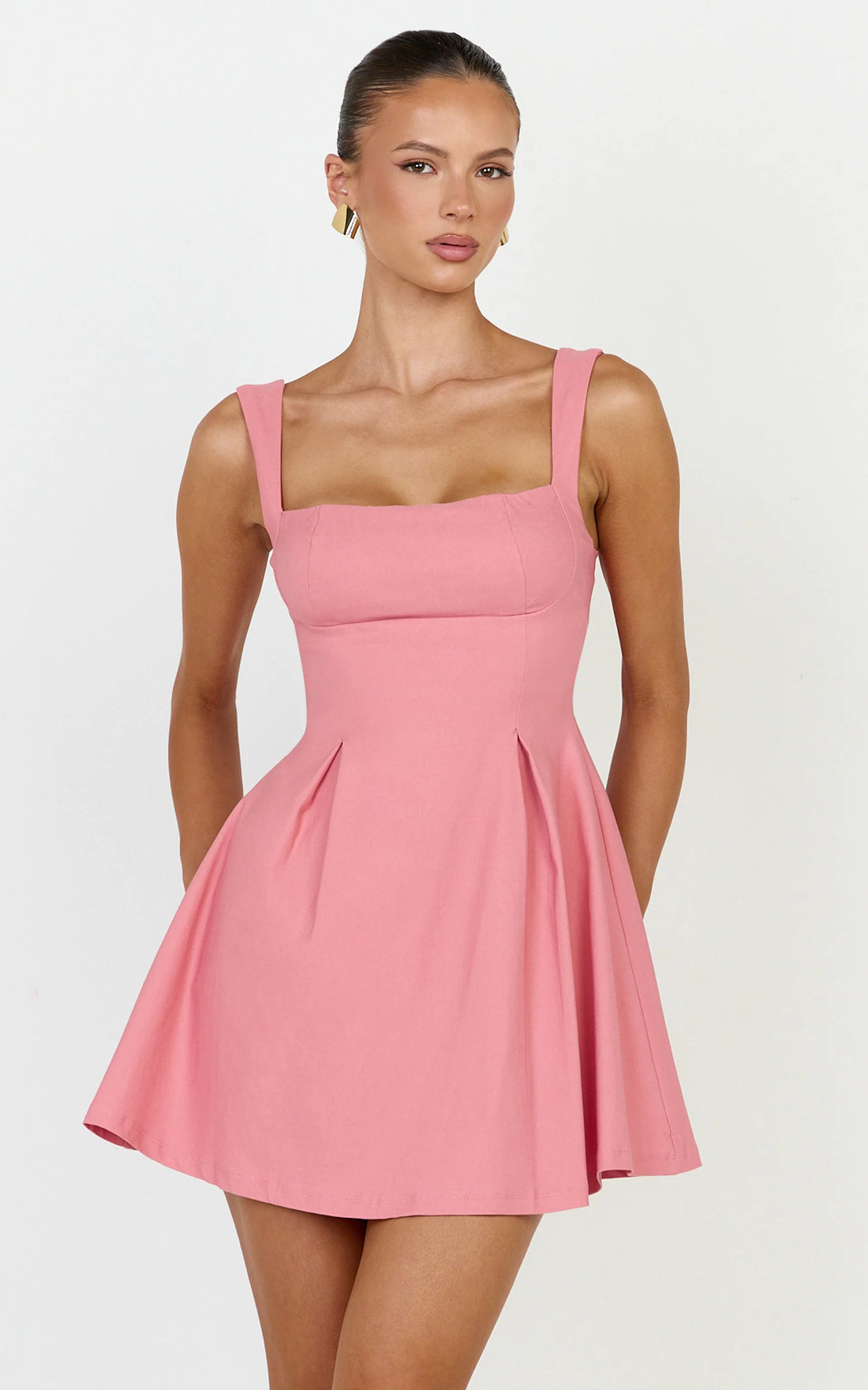 Ida Mini Dress - Wide Strap Straight Neck  Bow Back Dress in White