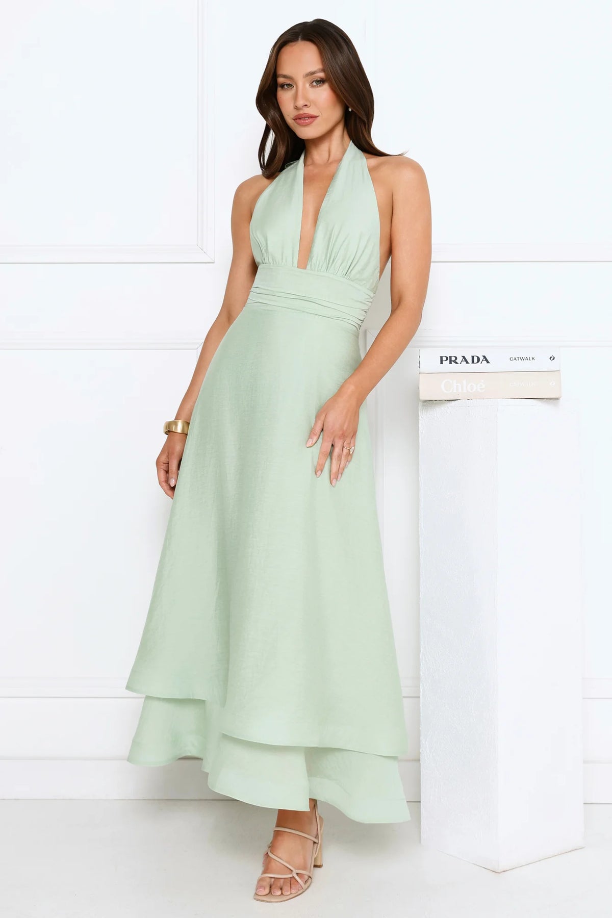 Opal Glow Halter Maxi Dress Blue