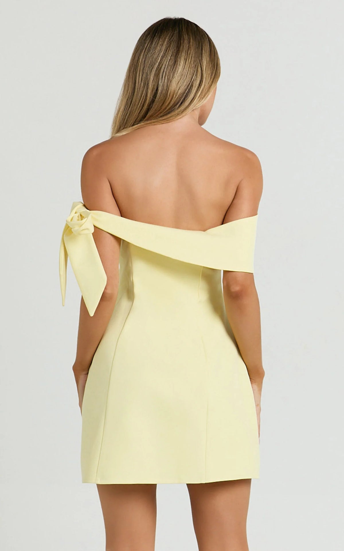 Cecilia Mini Dress - Off Shoulder Tie Detail Dress in Blue