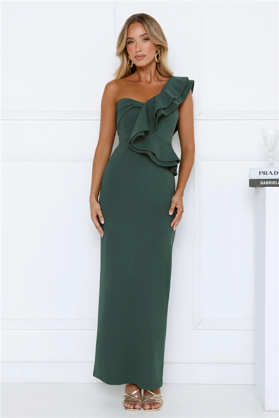 City Girl Energy One Shoulder Maxi Dress Yellow