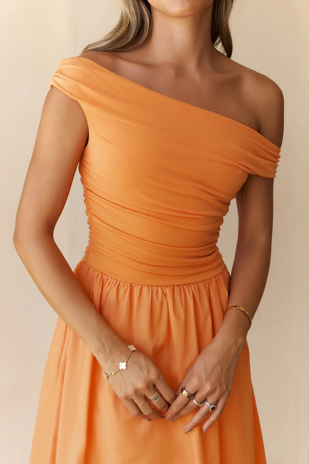 Camellia Charm Off Shoulder Maxi Dress Yellow