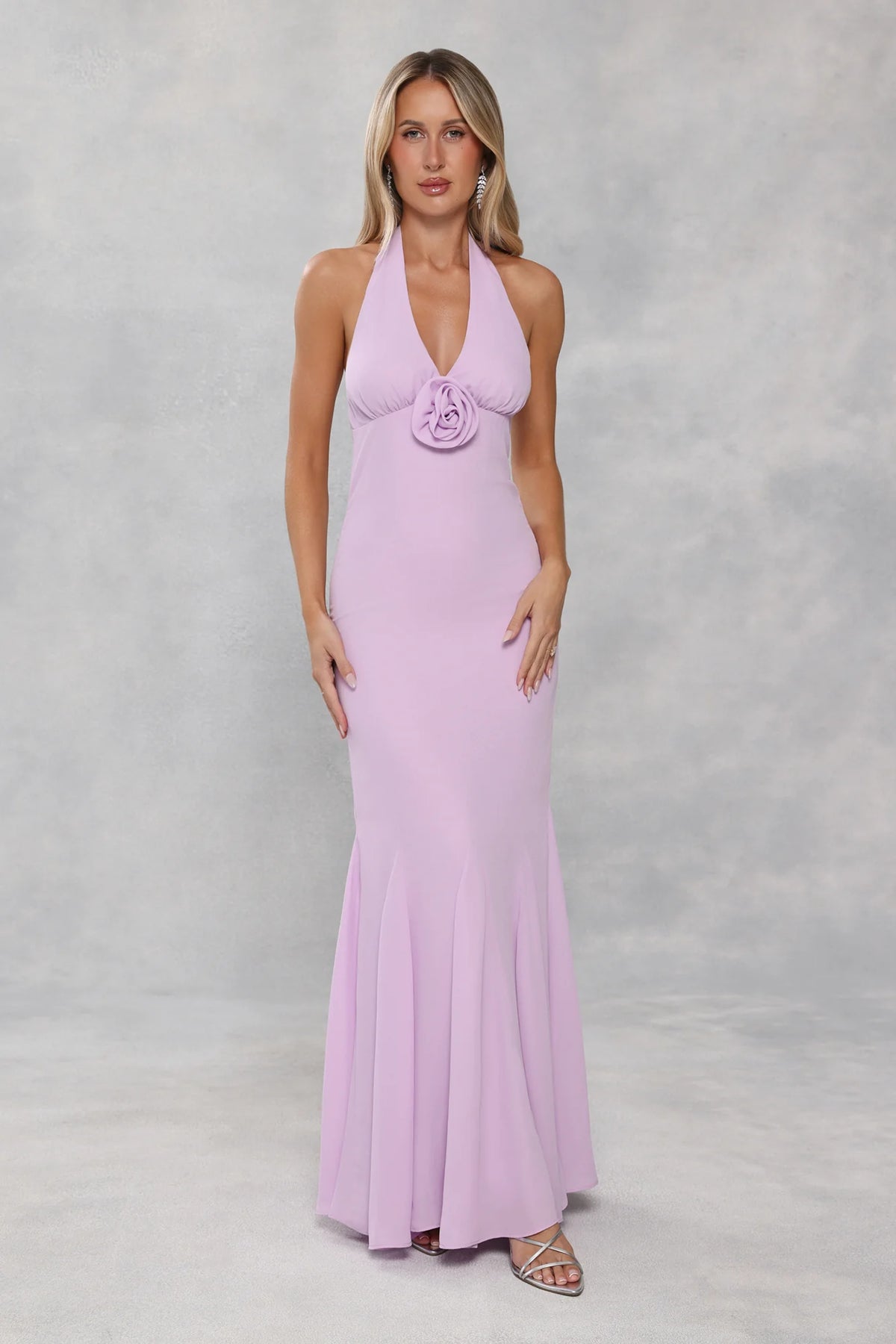 Lavender Glow Halter Maxi Dress Lilac