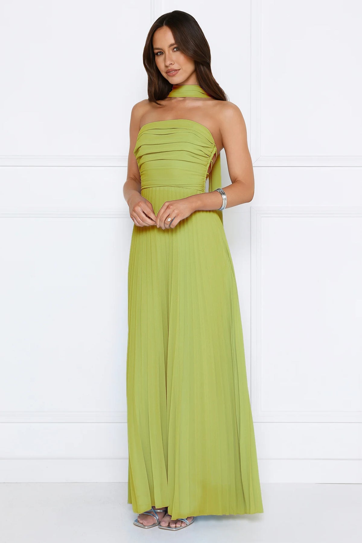 Sugar Babe Strapless Pleated Maxi Dress Blue