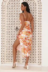 Style Tree Satin Midi Dress Orange