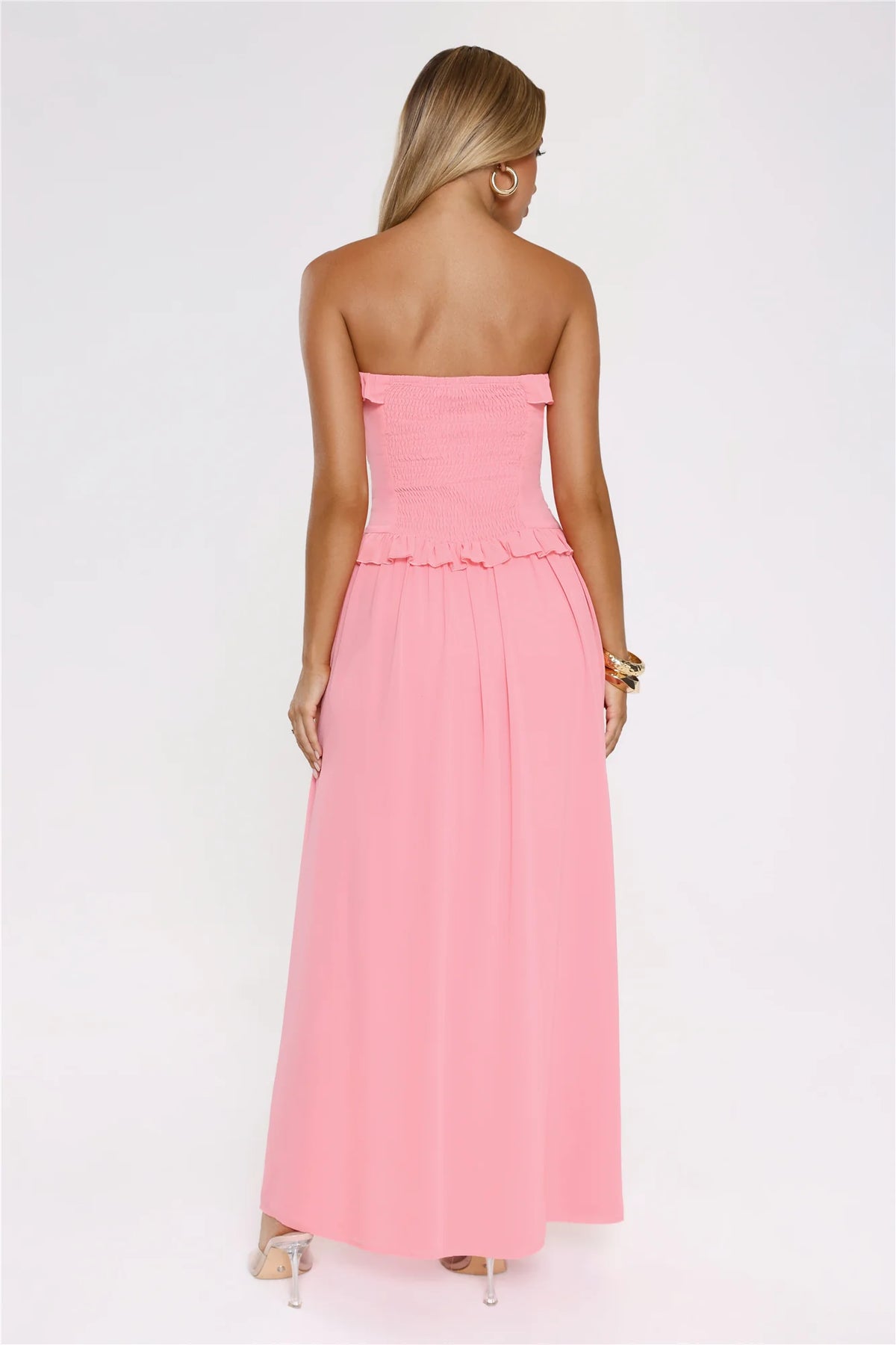 Hour Whispers Strapless Maxi Dress Pink