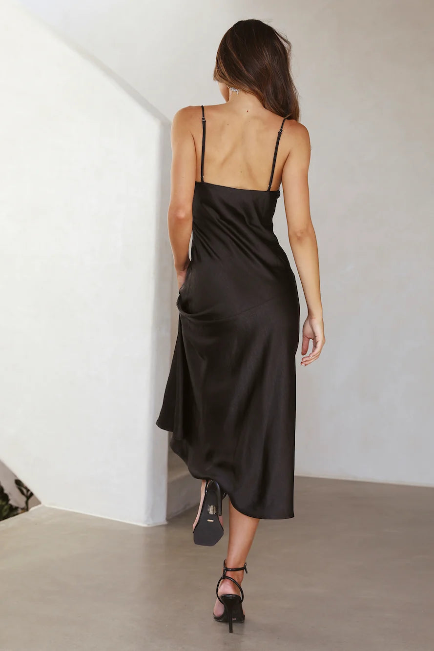 Lychee Martini Satin Midi Dress Forest Green