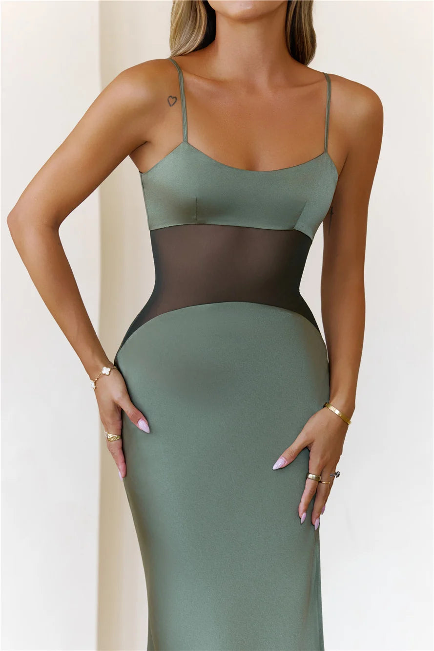 High Definition Satin Maxi Dress Black