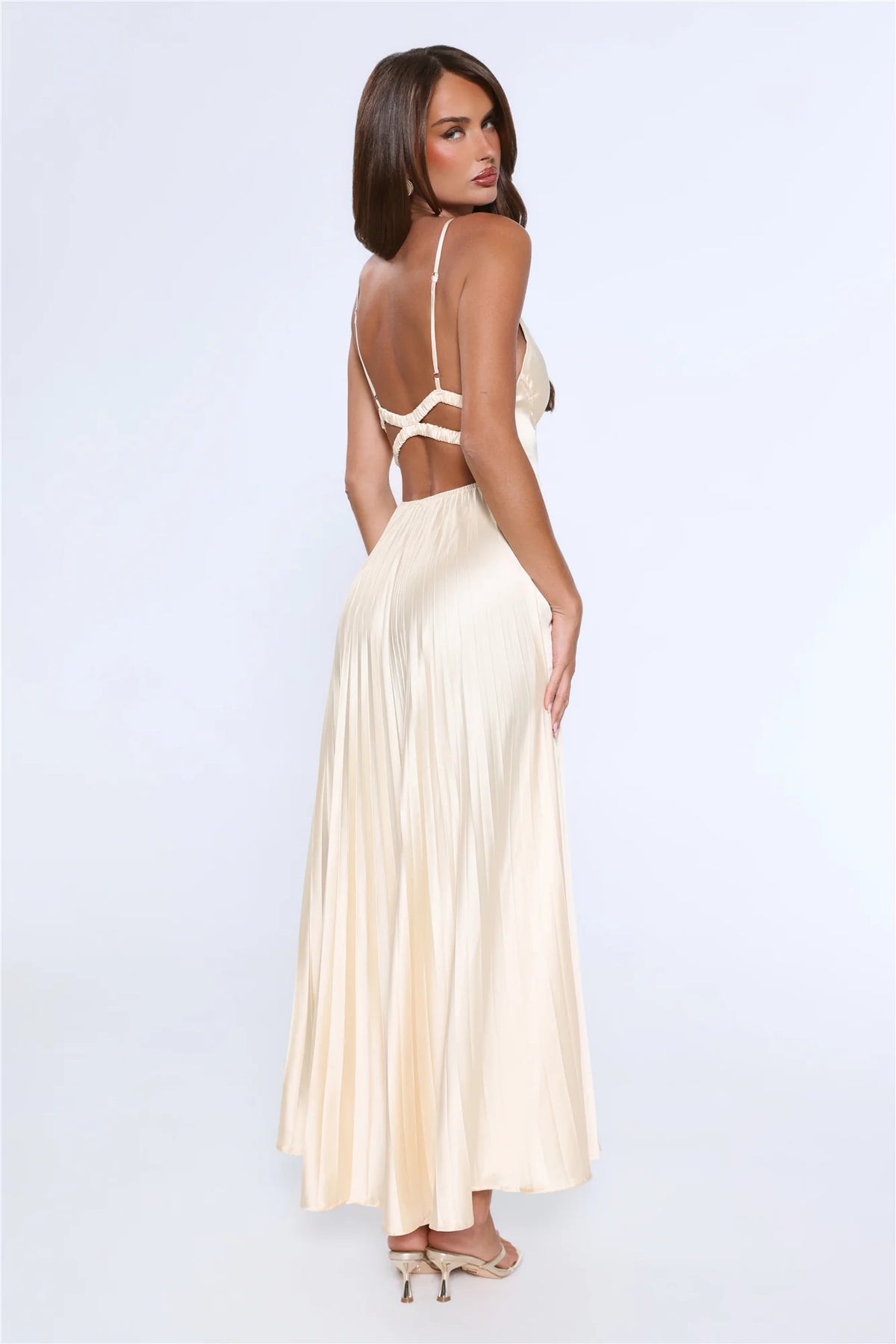 Elegance Found Pleated Maxi Dress Yellow
