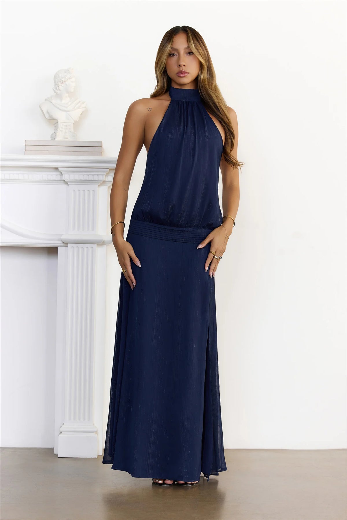 Icon Incoming Halter Maxi Dress Navy