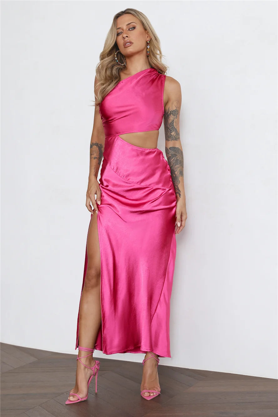 Poker Faced Satin Maxi Dress Green