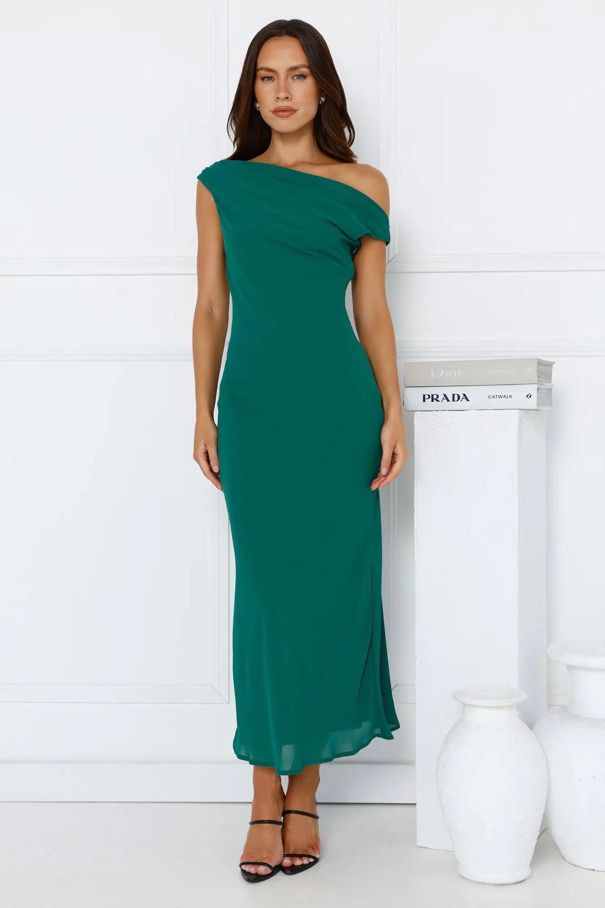 Xenia Off Shoulder Midi Dress Black
