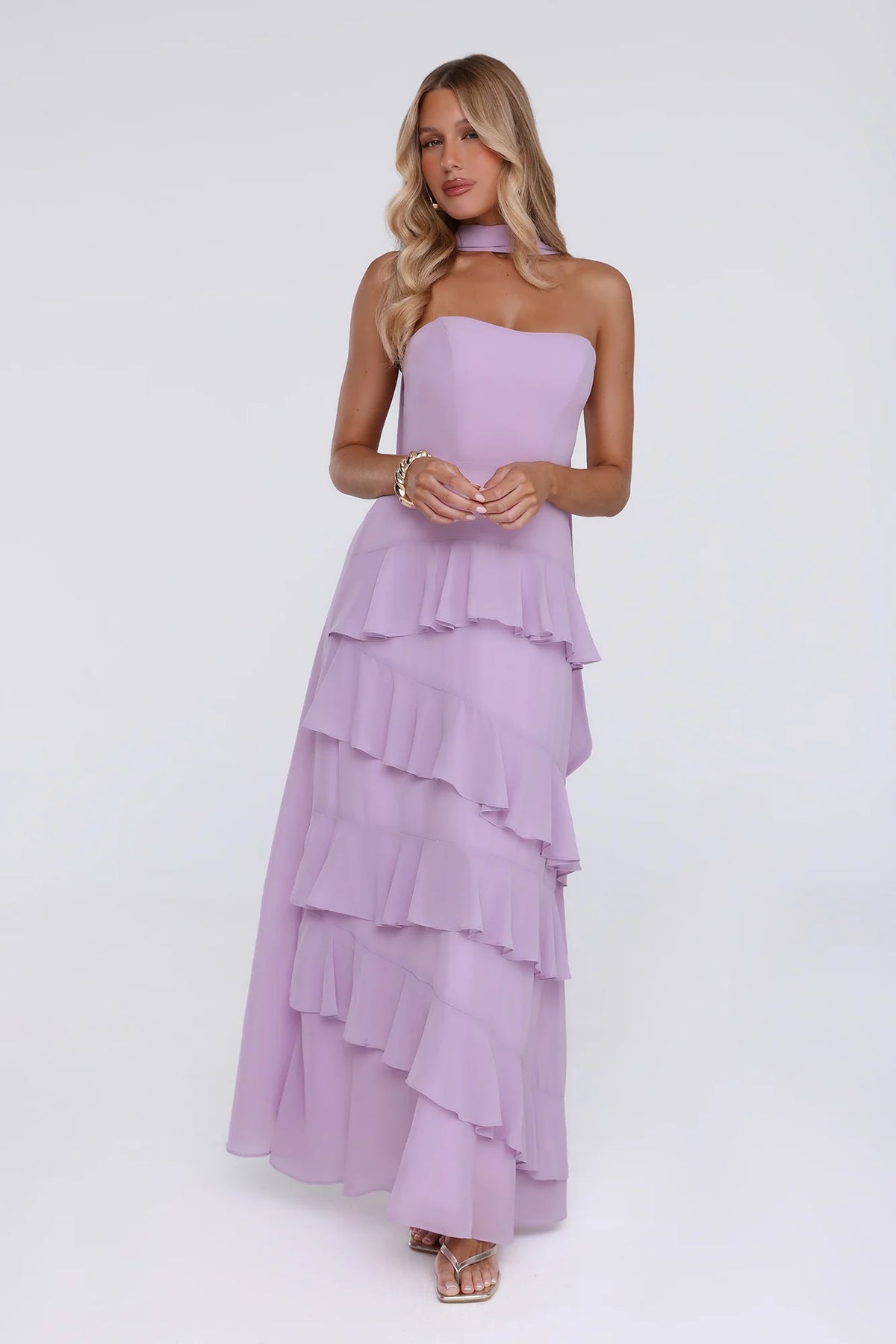 Sunset Reverie Strapless Maxi Dress Pink