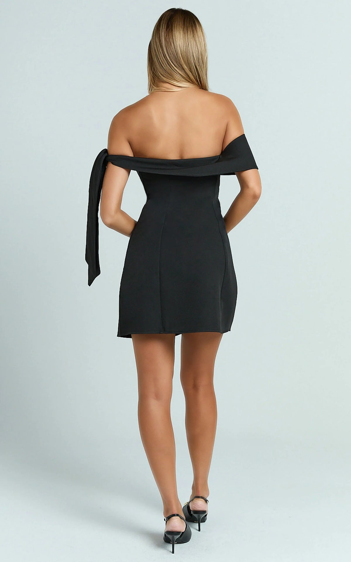 Cecilia Mini Dress - Off Shoulder Tie Detail Dress in White