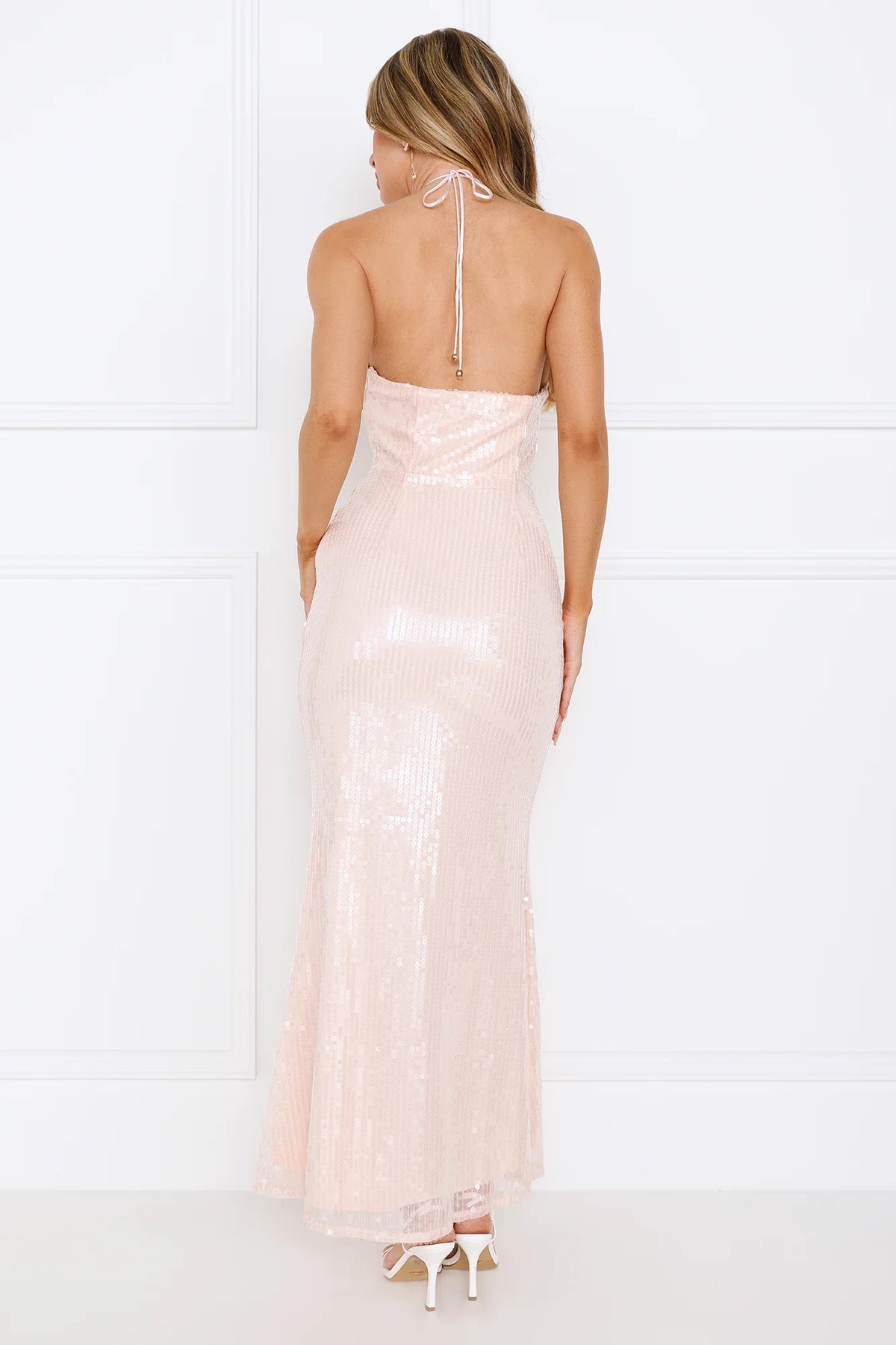 Star Shine Halter Sequin Maxi Dress Black