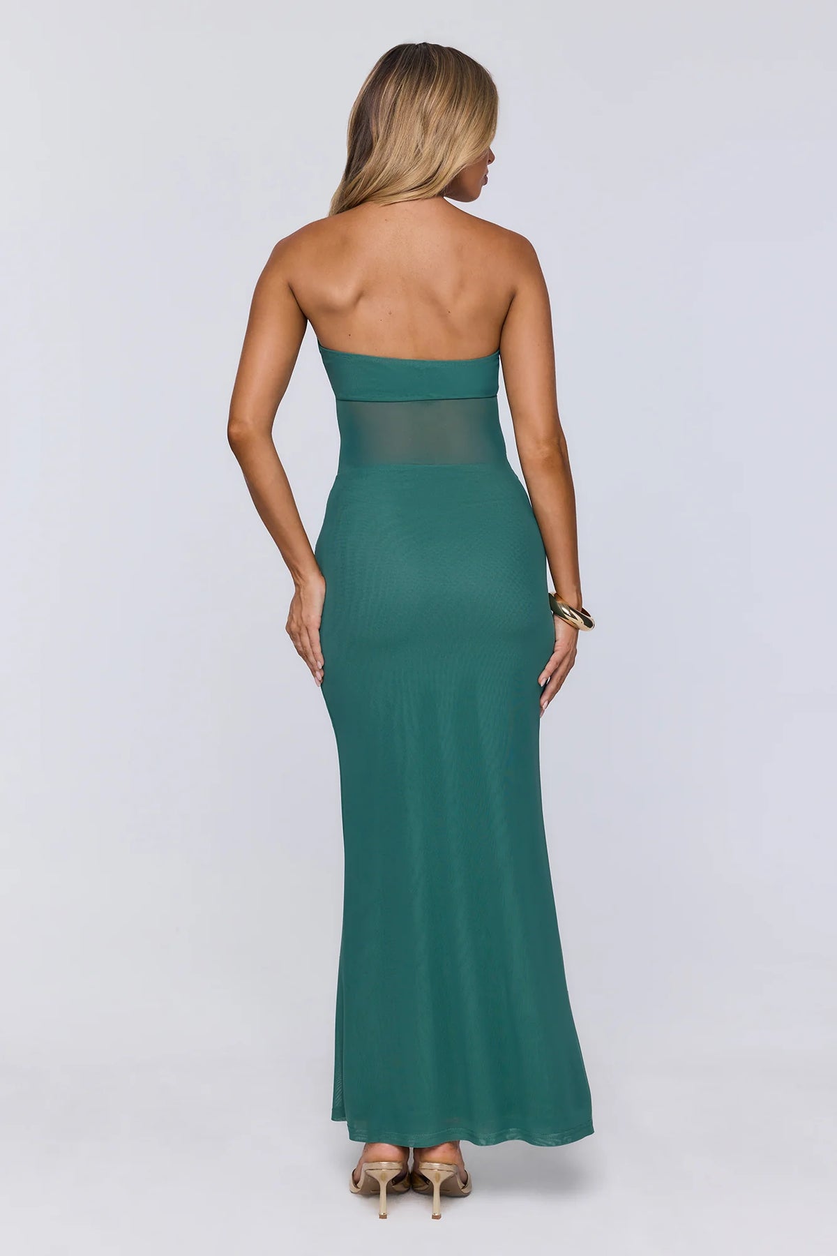 Kissable Strapless Mesh Maxi Dress Black