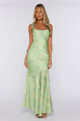 Beautifully Yours Satin Maxi Dress Lime