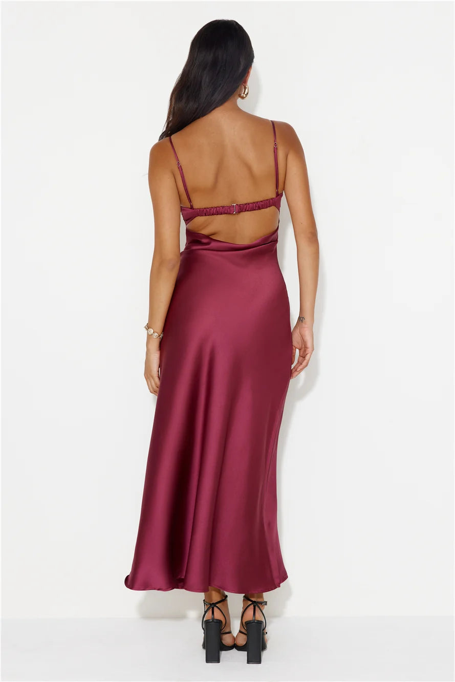 Winery Wedding Satin Maxi Dress Lilac