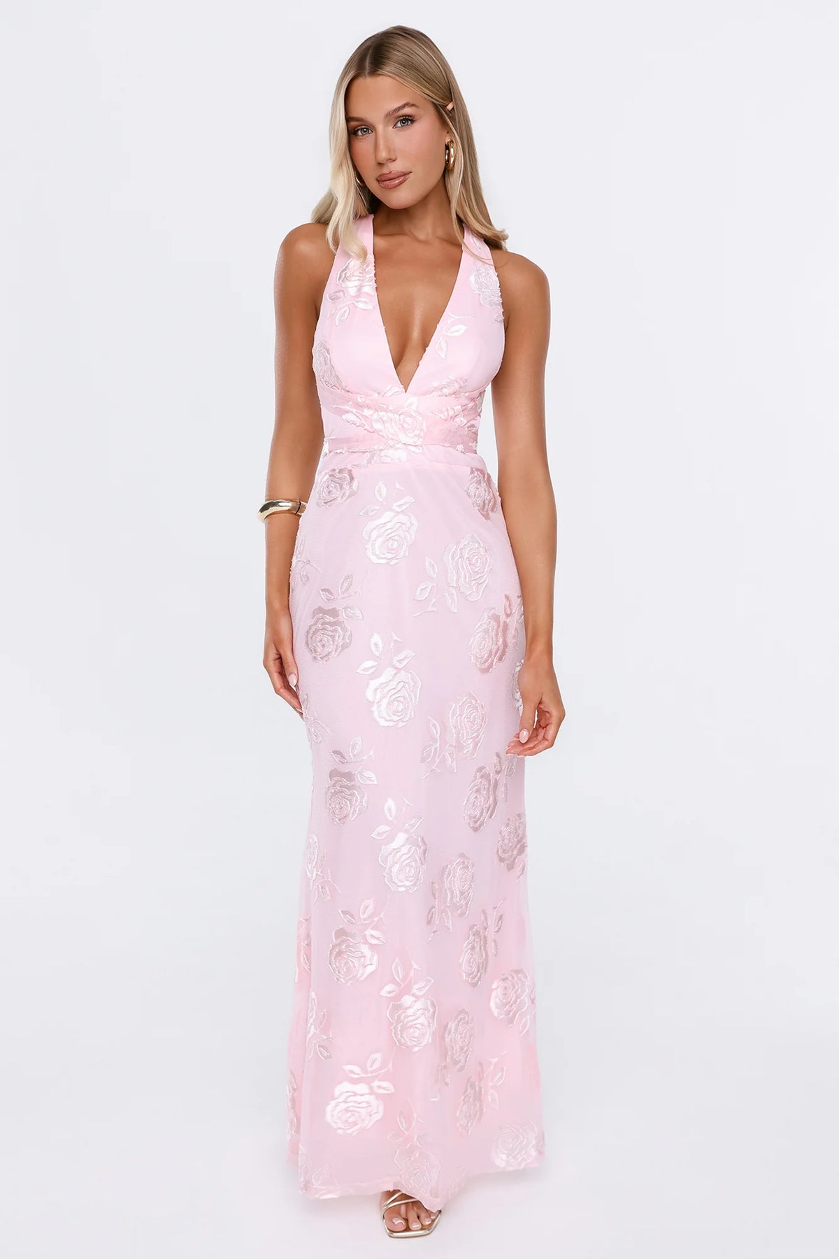 Mood Boost Halter Maxi Dress Pink
