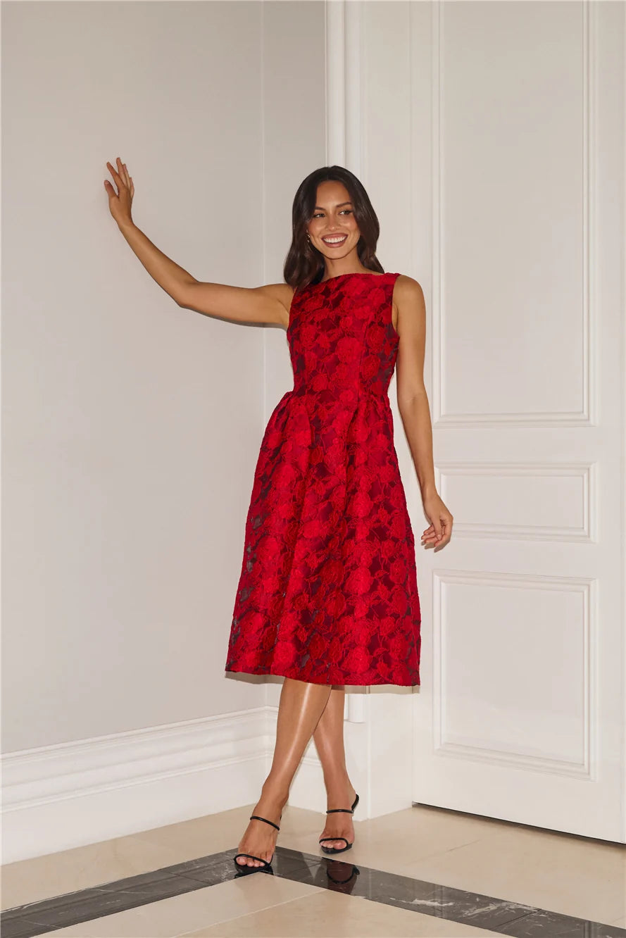 All Things Girly Midi Dress Red